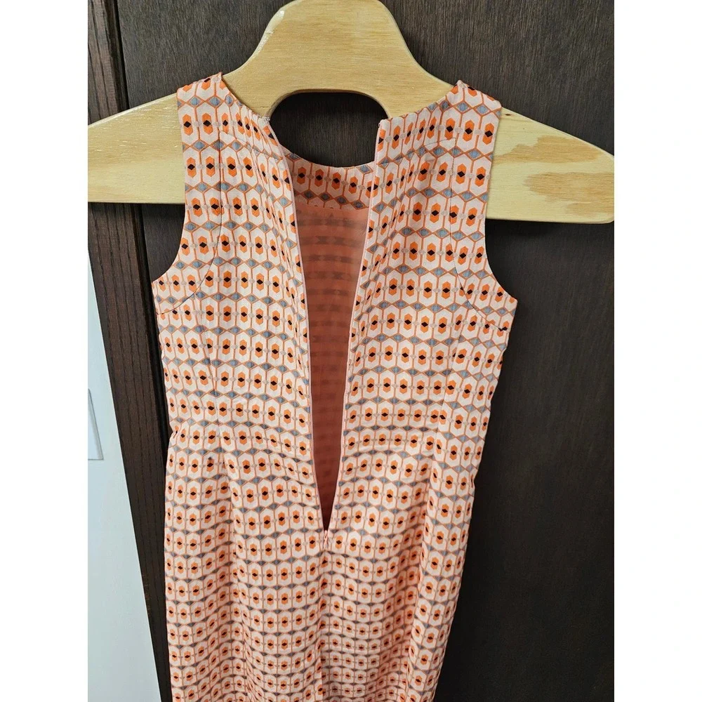 J.Crew Collection Peach Orange Geometric Jacquard Shift Dress Size 6
